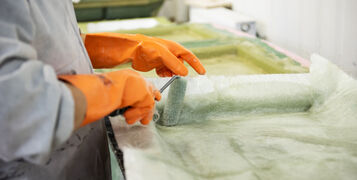 Factory,Worker,Rolls,Fiberglass,Sheets