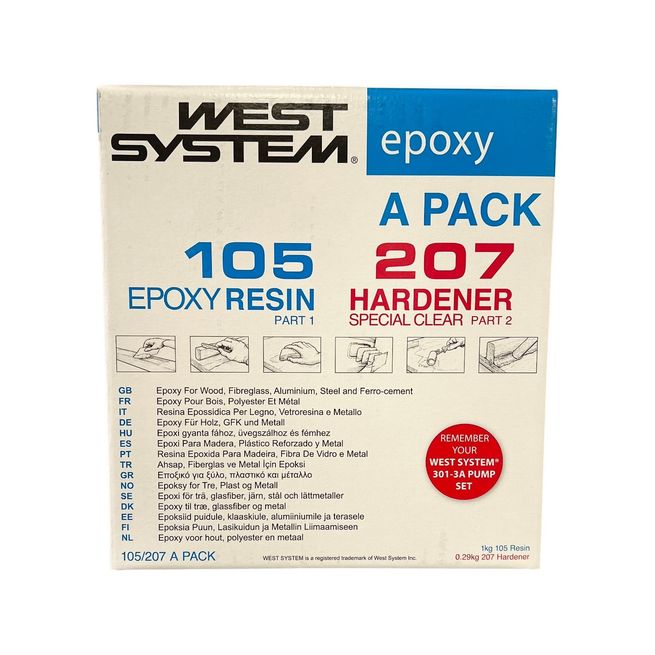 West System A Pack with 105 Epoxy Resin &amp; 207 Special Clear Hardener (1.29kg)