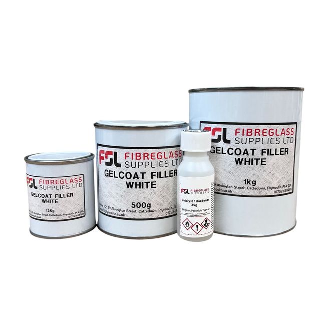 Premium Marine &amp; Caravan Gelcoat Repair Filler -  White (Inc Catalyst)